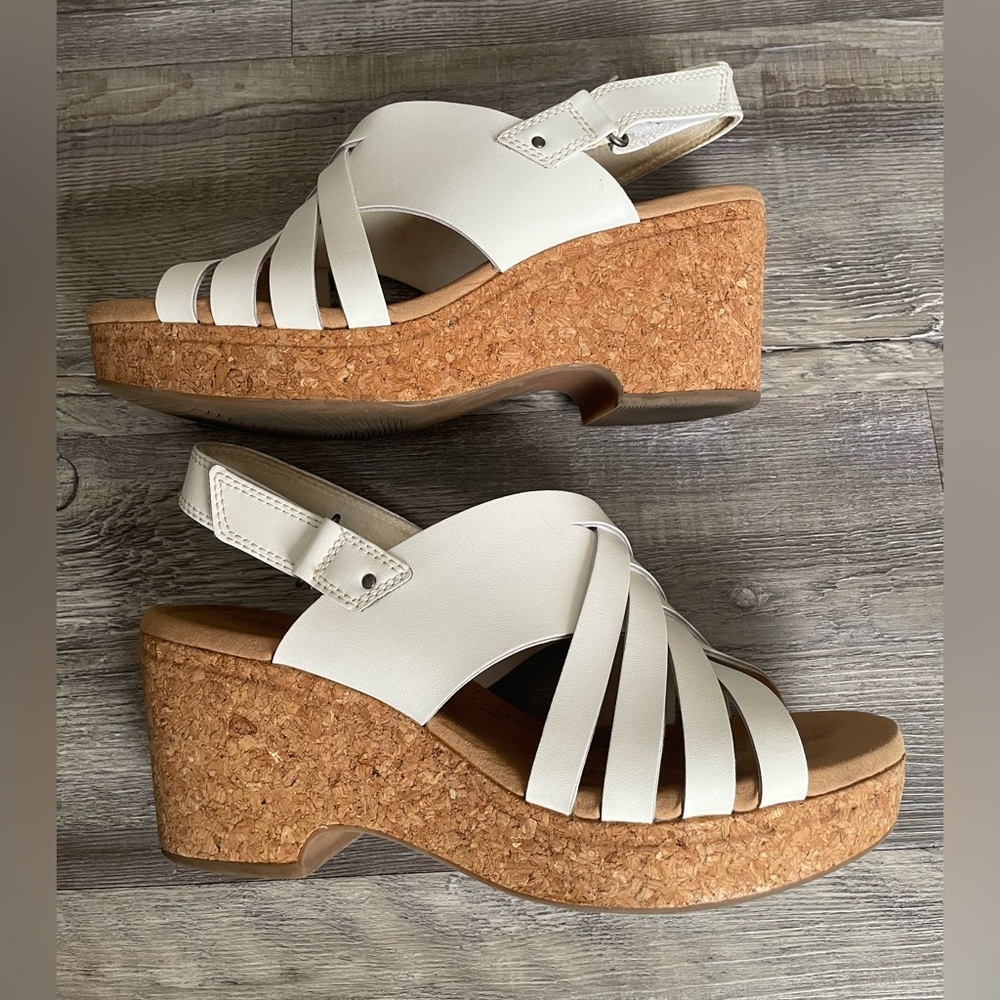 Elegant White Cork Wedge Sandals